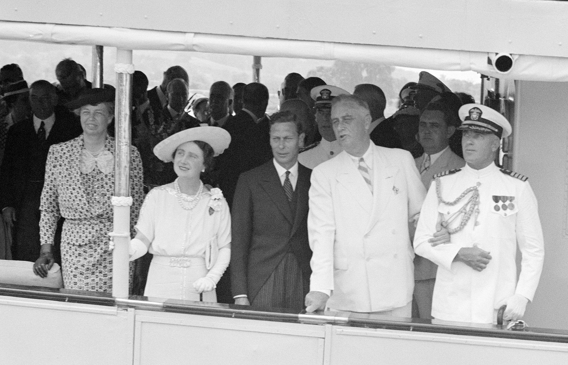 The Roosevelts with the King and Queen of England sailing from Washington, DC to Mt. Vernon