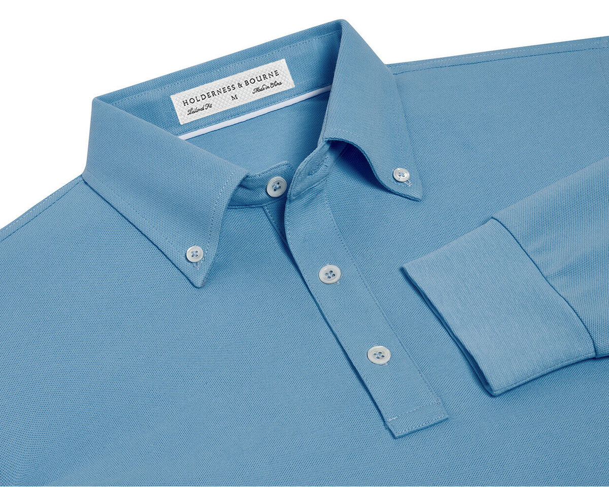 Holderness & Bourne The Burton Light Blue Long Sleeve Polo