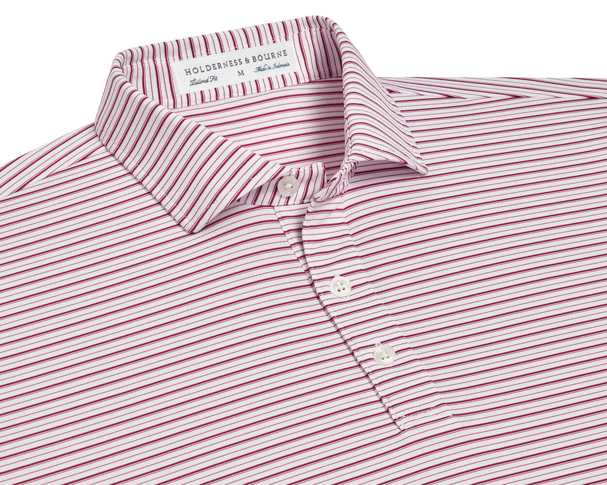 Holderness & Bourne The Turnbull Red and White Striped Polo Shirt