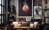 cool living rooms with guitar display