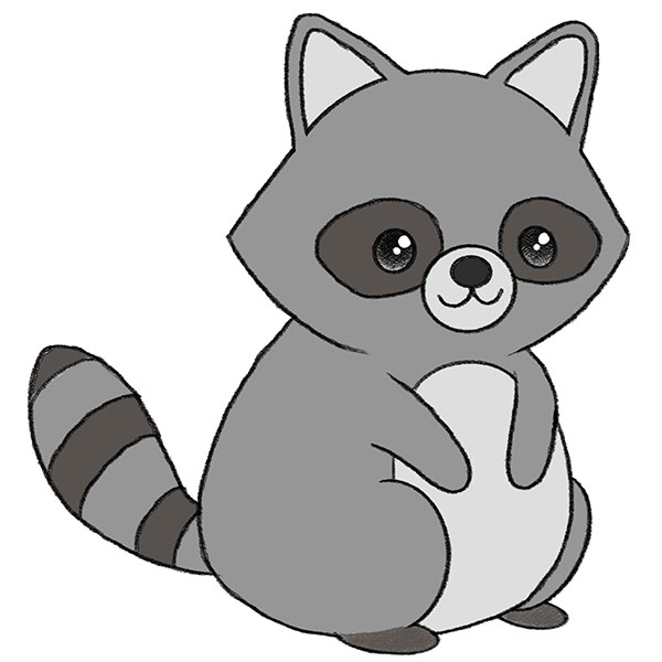 how to draw a raccoon for kids