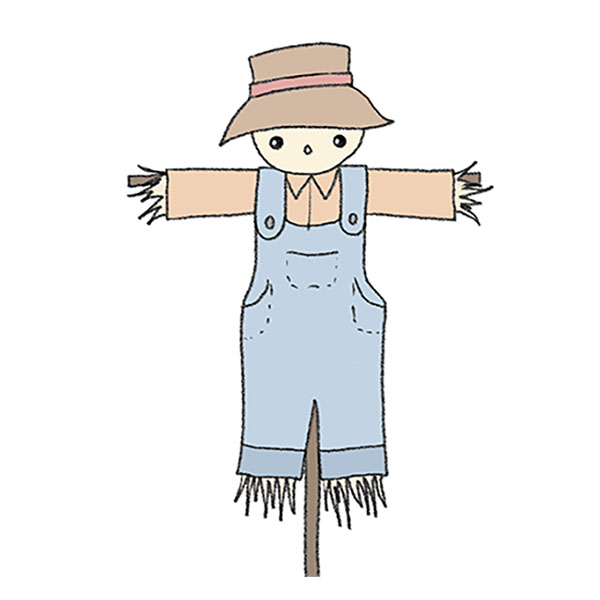 how to draw a scarecrow