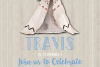 Teepee Birthday Party Invitation Template Rustic Birthday in proportions 1575 X 2175