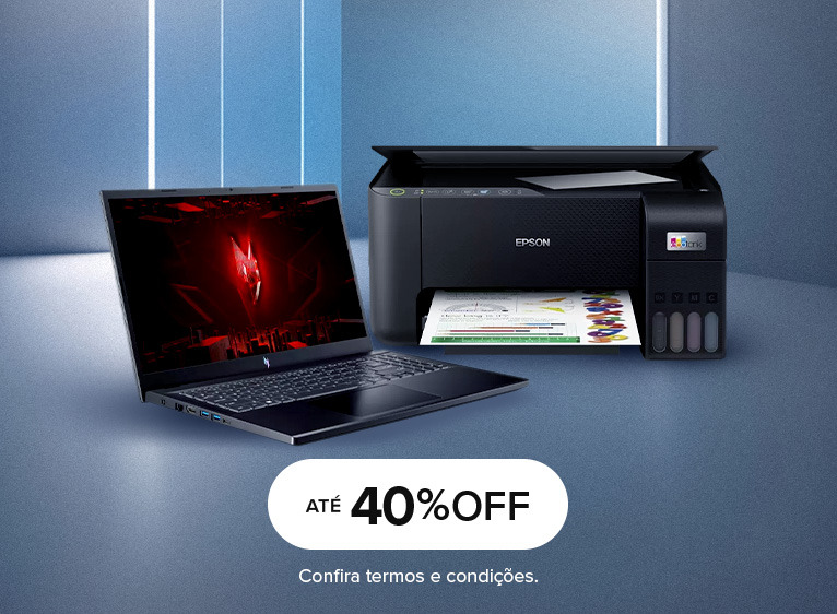 Notebooks. Até 40% off. Consulte termos e condições.