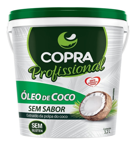 Balde Óleo De Coco Sem Sabor 3,2l Copra + Sal Rosa 200g