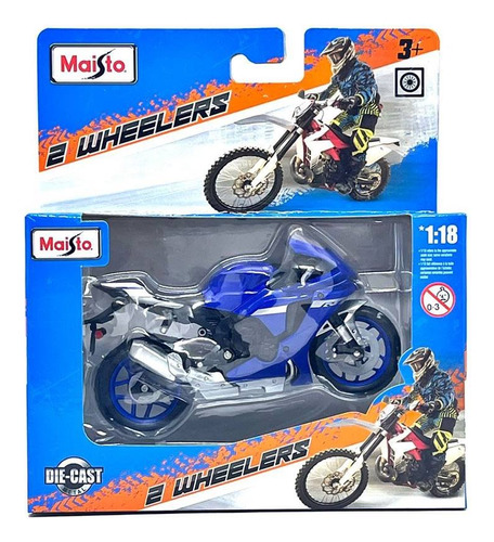 Miniatura Moto Yamaha R1 2021 1:18 Maisto Azul Metal Ferro