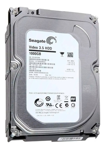 Hd Interno Disco Sata3 Seagate 1tb 5900rpm 64mb St1000vm002 Cor Prateado