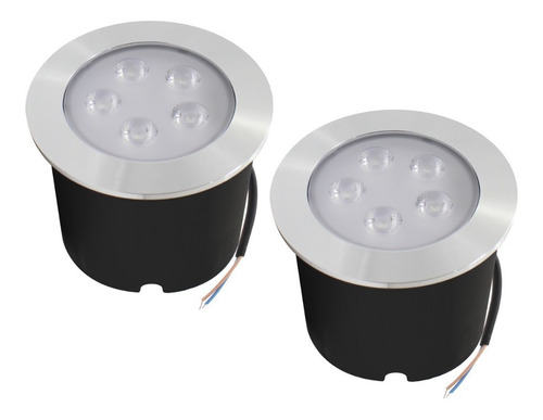 Kit 2 Balizador Spot Led Embutir Chão Piso Jardim 5w Quente