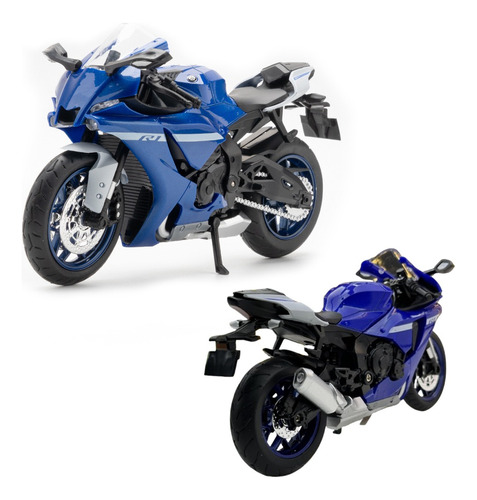 2022 Yamaha Yzf R1 Miniatura Metal Moto Com Luzes E Som 1/12