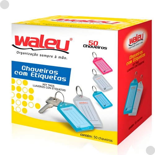 Chaveiro com Etiqueta Organizador Waleu 50 Unidades