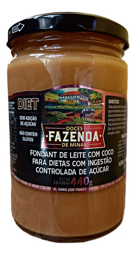 Fondant De Leite Com Coco Diet Fazenda De Minas 430g