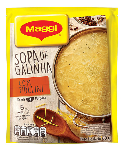 Maggi Sopas Instatâneas Para Cocinar 60g com fidelini