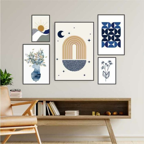 Quadro Tela Canvas Composição Boho 4 Com Moldura