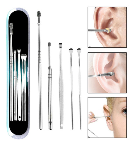 Kit 5 Peças Limpa Cera De Ouvido Limpeza Auricular Extrator