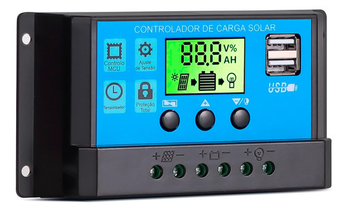 Controlador Automático De Carga Solar Pwm Lcd 20a Usb