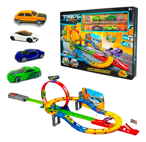 Pista De Corrida 2 Em 1 Track Racing C/ Looping + Carrinhos