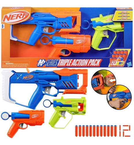 Lançador De Dardos Nerf N Series Triple Action 12 Dardos