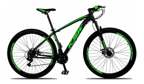 Bicicleta Aro 29 Ksw 27 Velociddes - Freio Hidraulico Cor Preto/verde Tamanho Do Quadro 19