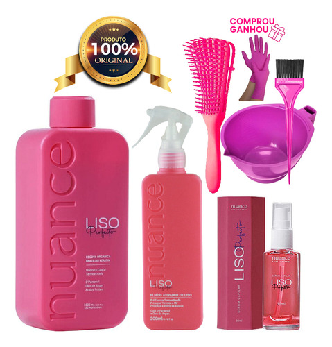 Kit Liso Perfeito 1l + Leave-in + Sérum Finalizador Nuance