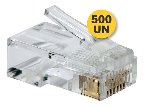 Kit 500 Conector Rj45 Utp Cat5e Banho De Ouro Cabo De Rede