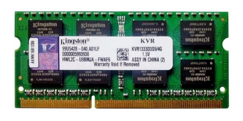 Memória RAM ValueRAM verde 4GB 1 Kingston KVR1333D3S9/4G