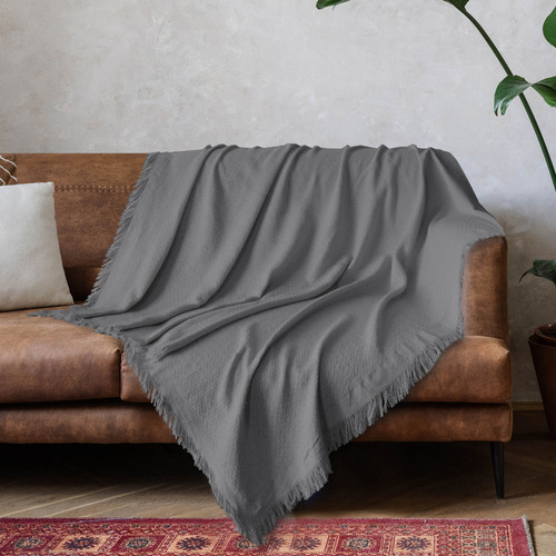 Manta Para Sofá Gigante Cama Coberta Viena 170x140 Cor Cinza Desenho Liso