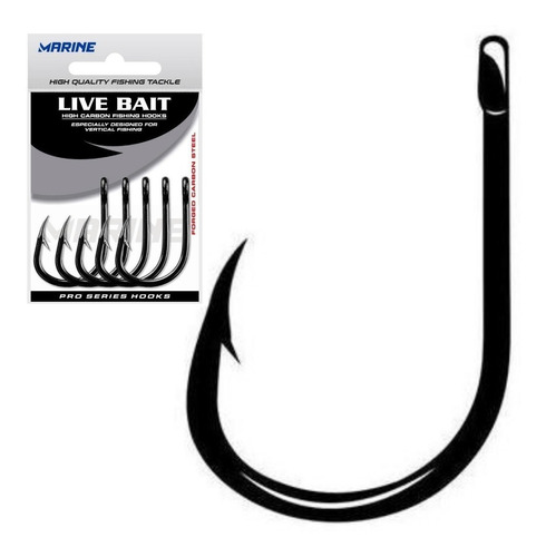 Anzol Marine Live Bait Black Níquel Preto Cartela Nº 2/0