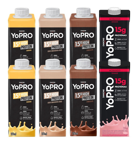 8x Yopro Bebida Lactea 15g Protein 250ml Whey Yo Pro Sabores