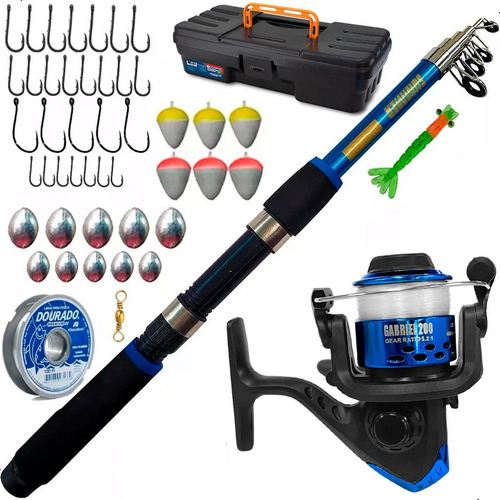 Kit De Pesca Completo 1 Vara 1,70m + 1 Molinete + Itens