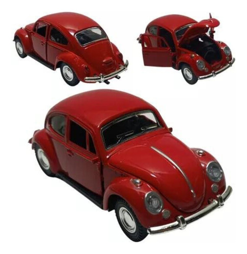 Carrinho De Ferro Fusca Clássico Miniatura Coleção Fricção Cor Vermelho