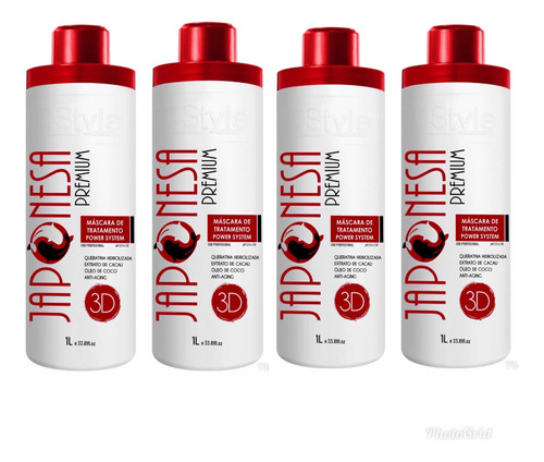 4 Japonesa Premium Alisa Cabelo Afro 1000ml Cada