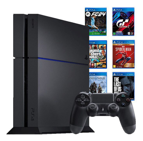 Console Playstation 4 Fat 500 Gb Standard Sony Cor Preto 1 Controle + 1 Jogo Físico + Quadro Decorativo (Recondicionado)