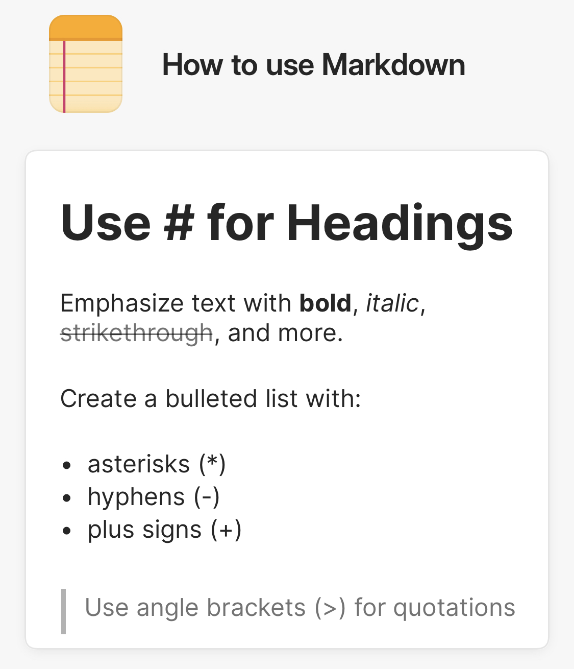 Use Markdown to format notes