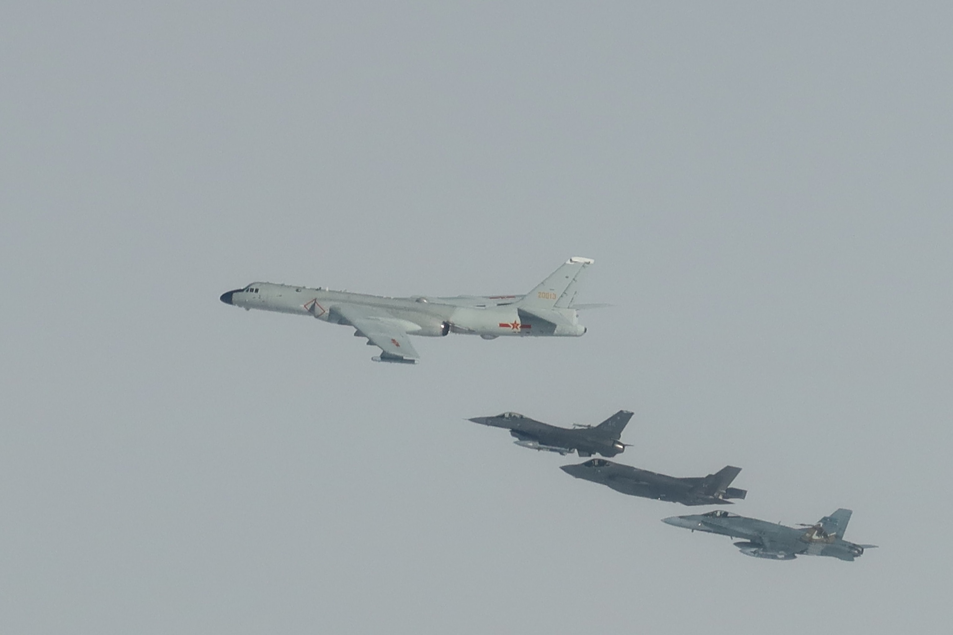 PHOTO: NORAD Command employed a layered defense network of fighter aircraft, satellites, and ground-based and airborne radars to detect, track, and intercept two Russian TU-95 and two PRC H-6 military aircraft operating in Alaska on July 24, 2024.