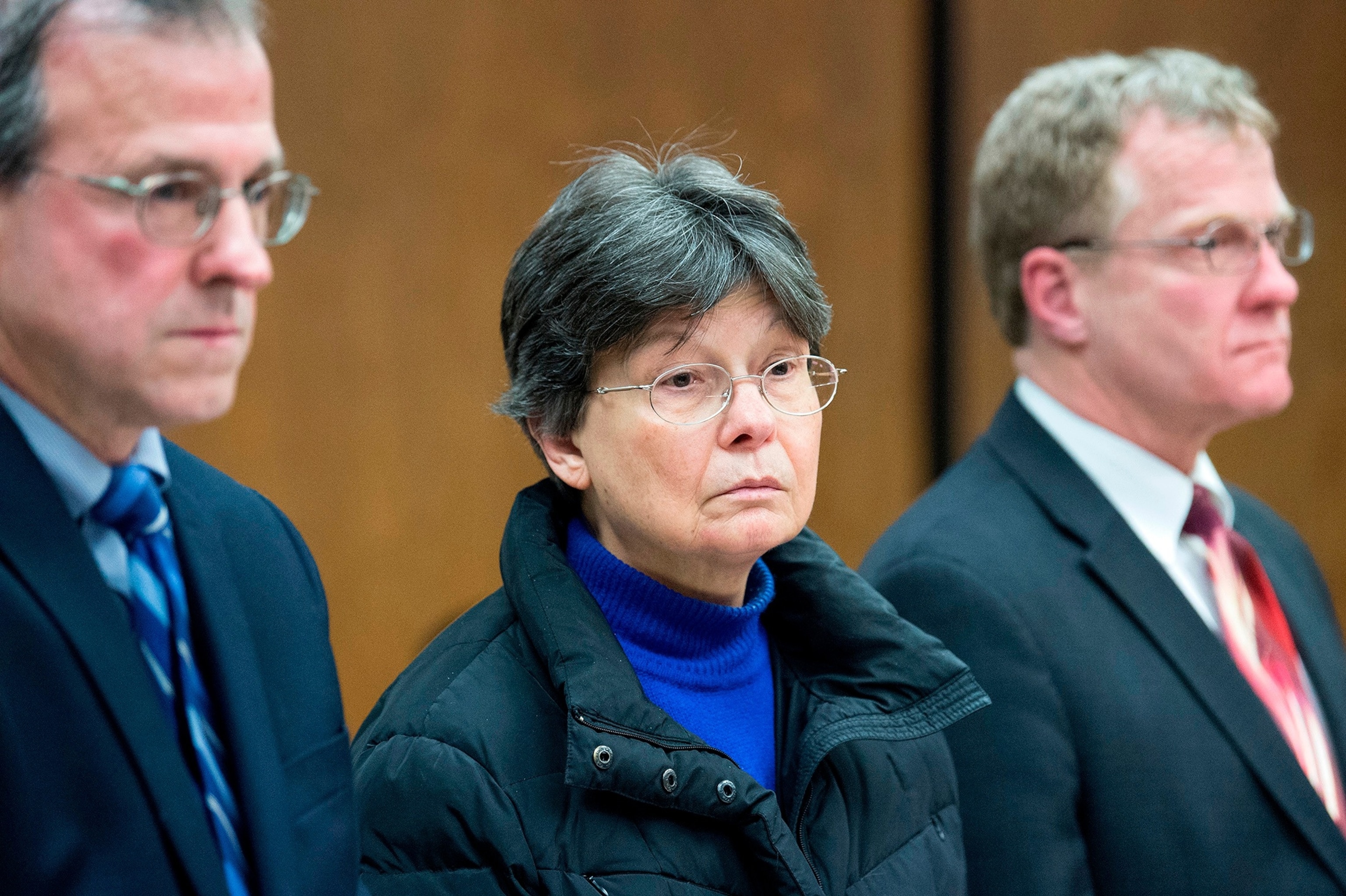 PHOTO: In this file photo, Linda Kosuda-Bigazzi, 70, center, appears at Bristol Superior court, accused of murdering her husband, Dr. Pierluigi Bigazzi, in Bristol, CT, Feb. 13, 2018. 