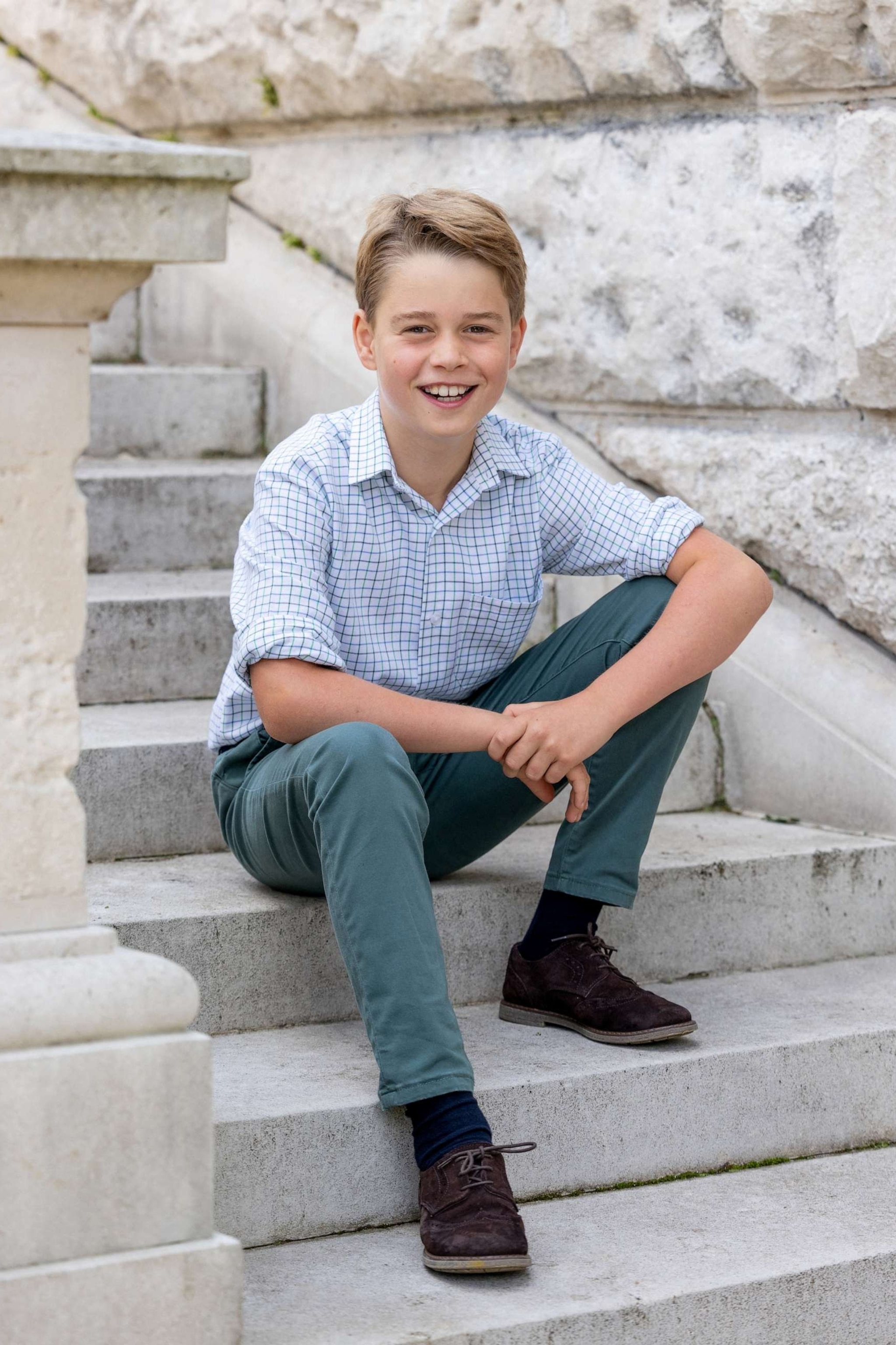 PHOTO: Britain's Prince George poses in this undated handout picture issued by Kensington Palace ahead of his tenth birthday, in Windsor, Britain, released, July 21, 2023.