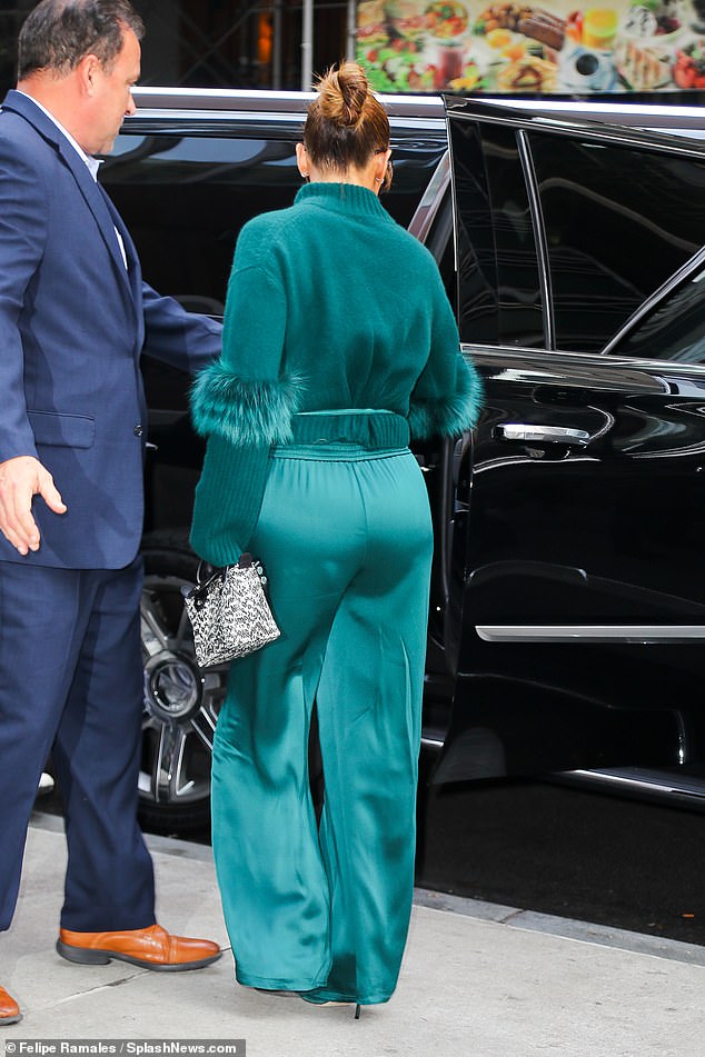 Simply stunning: J-Lo looked gorgeous in green