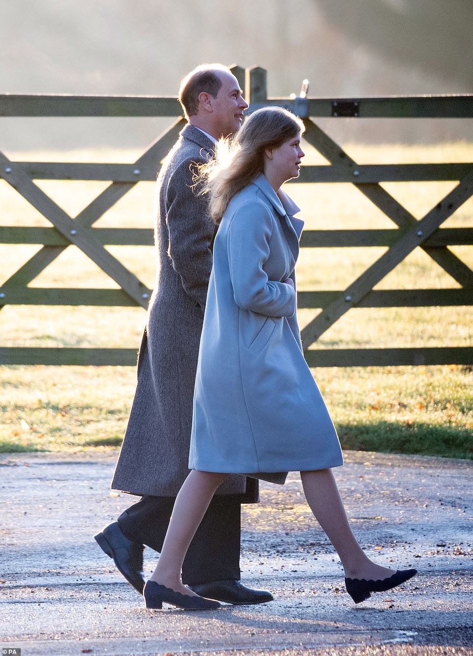 The Earl of Wessex and his daughter Lady Louise Windsor strolled into St Mary Magdalene Church together