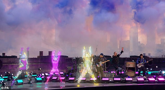 What a show! Chris was ever the showman in the band's performance as they took to the barge situated outside the O2 Arena