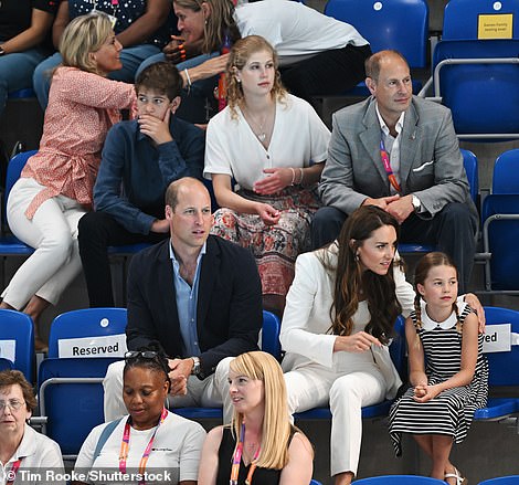 The family were joined at the event by the Earl and Countess of Wessex, who attended alongside their children Lady Louise and James