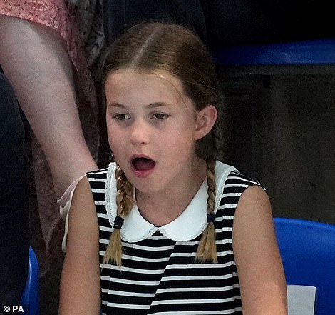 At one stage the seven-year-old appeared on the edge of her seat while watching the swimming heats earlier today, with her mouth agape