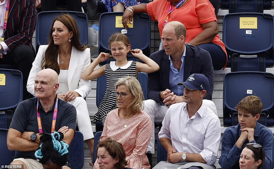 The Cambridges were joined the Earl and Countess of Wessex, as well as their son James, during the outing in Birmingham earlier today