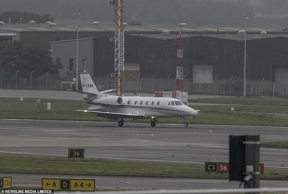 The RAF flight carrying William, Andrew, Edward and Sophie lands at Aberdeen airport at around 3.50pm