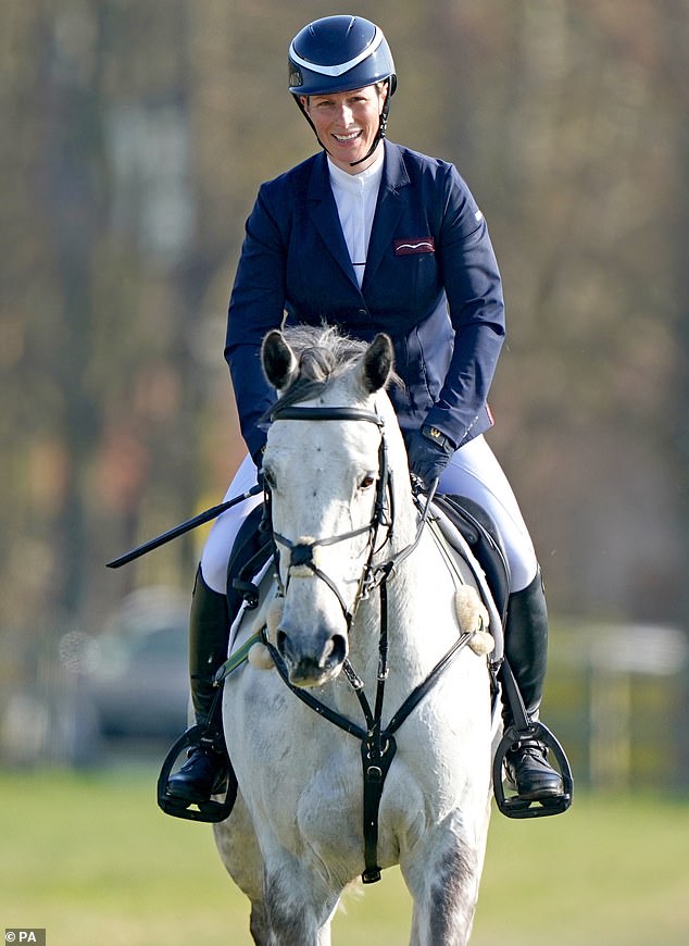 Zara Tindall pictured taking part in the Barefoot Retreats Burnham Market International Horse Trials in Norfolk in April 2022