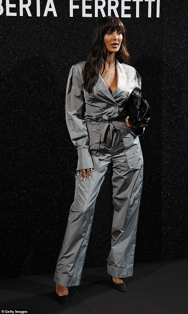 Maya looked very trendy in the trench style jumpsuit