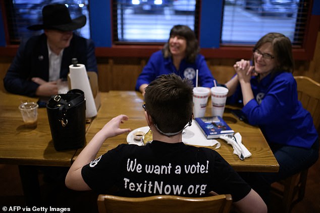 Only Alaskans are keener on busting out of the union than Texans. Pictured: A Texas Nationalist Movement meeting in February