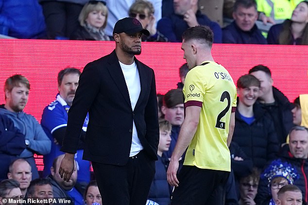 Dara O'Shea was sent off for the visitors for denying a goalscoring opportunity to the Toffees