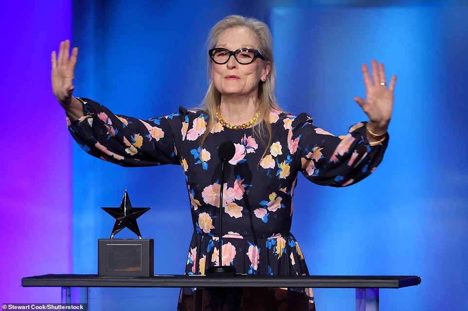 She was seen speaking at the podium as she paid a tribute and said a few words to the crowd before Kidman took to the stage to accept the award