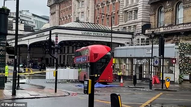 Police and paramedics attended the scene outside London Victoria station last Friday