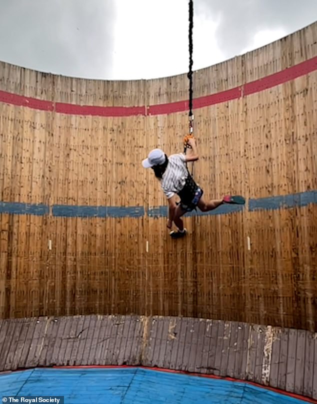 Using bungee-jumping cords and a rented Wall of Death, the researchers found that participants could quickly learn to run on the wall under simulated moon gravity